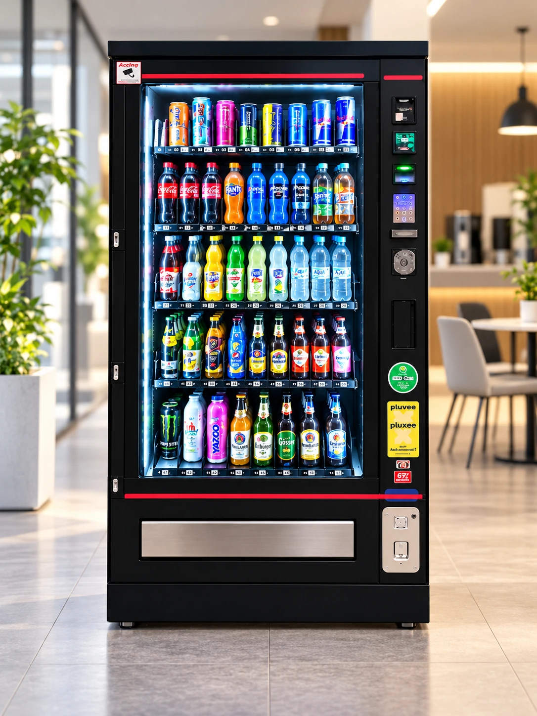 Beispielvisualisierung eines Getränkeautomaten in moderner Büroumgebung